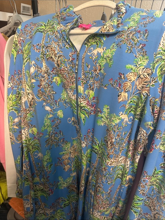 Lilly Pulitzer Dresses & Skirts - Lilly Pulitzer Blue Tropical Print Zip-Front Dress